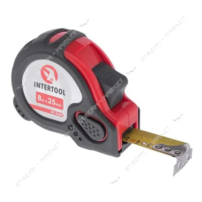 Рулетка с фиксатором Intertool MT-0608 Супер Магнит 8м x 25мм
