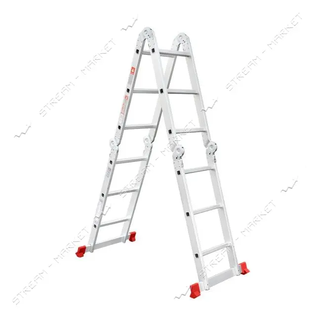 Лестница Intertool LT-0030 алюминиевая мультифункциональная трансформер 4x3ступ. 3.70м