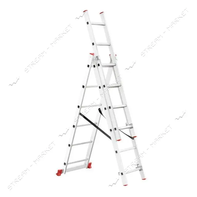 Лестница Intertool LT-0306 алюминиевая 3-х секционная универсальная раскладная 3x6ступ. 3.41м       