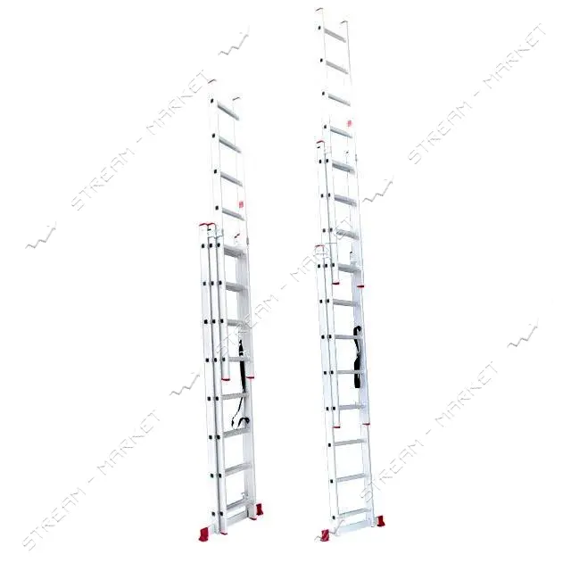 Лестница Intertool LT-0308 алюминиевая 3-х секционная универсальная раскладная 3x8ступ. 5.09м       