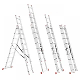 Лестница Intertool LT-0309 алюминиевая 3-х секционная универсальная раскладная 3x9ступ. 5.93м       