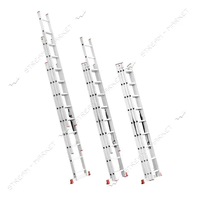 Лестница Intertool LT-0309 алюминиевая 3-х секционная универсальная раскладная 3x9ступ. 5.93м       