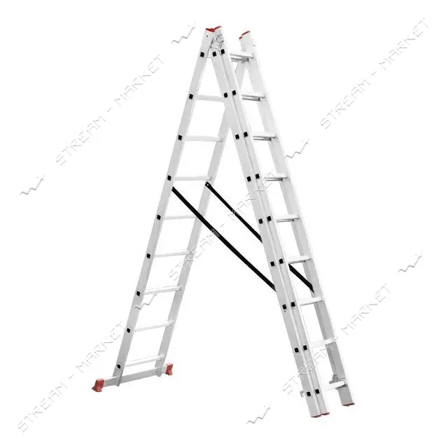 Лестница Intertool LT-0309 алюминиевая 3-х секционная универсальная раскладная 3x9ступ. 5.93м       