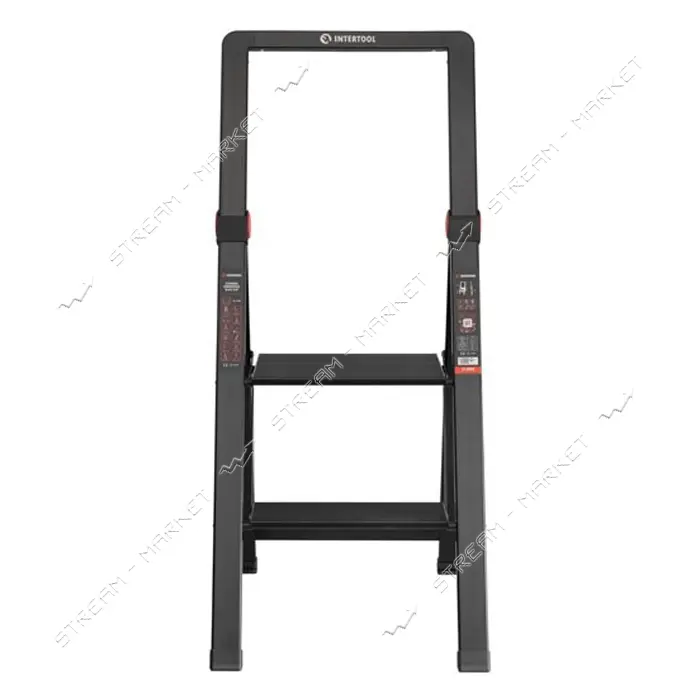 Стремянка алюминиевая Intertool LT-5002 Black Slim 2 ступени высота верхней ступени 456мм 150кг