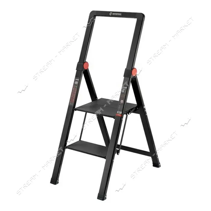 Стремянка алюминиевая Intertool LT-5002 Black Slim 2 ступени высота верхней ступени 456мм 150кг