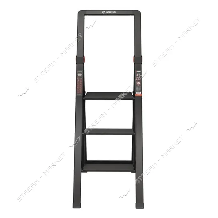 Стремянка алюминиевая Intertool LT-5003 Black Slim 3 ступени высота верхней ступени 684мм 150кг