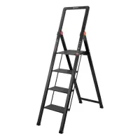 Стремянка алюминиевая Intertool LT-5004 Black Slim 4 ступени высота верхней ступени 912мм 150кг     