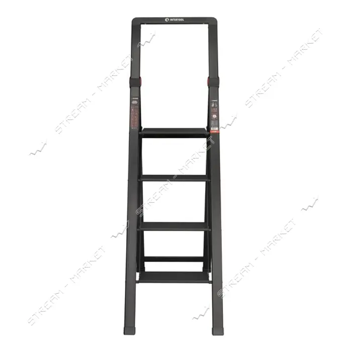 Стремянка алюминиевая Intertool LT-5004 Black Slim 4 ступени высота верхней ступени 912мм 150кг     