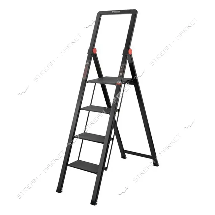 Стремянка алюминиевая Intertool LT-5004 Black Slim 4 ступени высота верхней ступени 912мм 150кг     