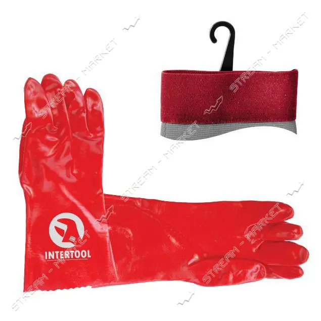 Перчатка маслостойкая Intertool SP-0007 х/б трикотаж покрытая PVC 35см красная 12 пар               