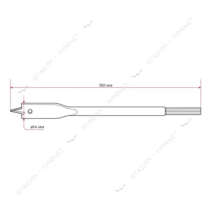 Сверло перьевое Intertool SWF-1415 по дереву 14х150мм                                               