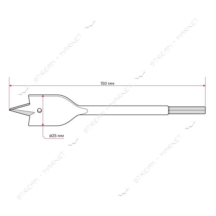 Сверло перьевое Intertool SWF-2515 по дереву 25х150мм