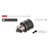 Патрон для дрели Intertool ST-3824 c ключом 3/8"-24 1.5-10мм                                        