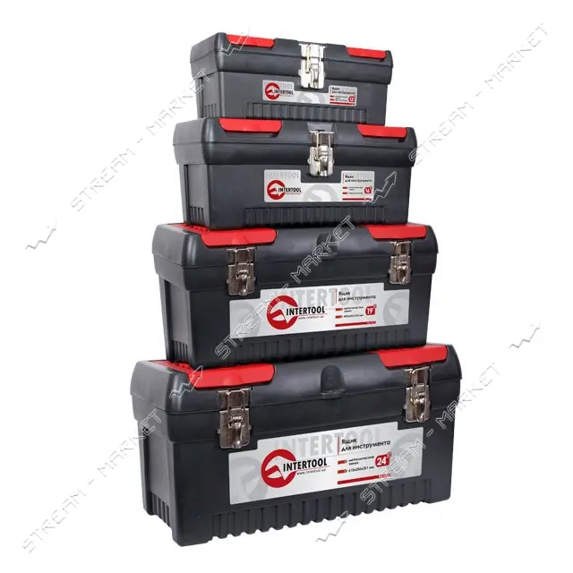 Комплект ящиков для инструмента Intertool BX-0004 с метал.замком 12.5" 16" 19" 24" дюймов 4шт
