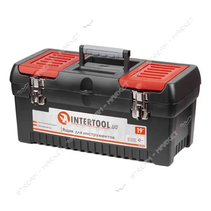 Ящик для инструмента Intertool BX-1019 с металлическими замками 19" 483x242x240мм                   