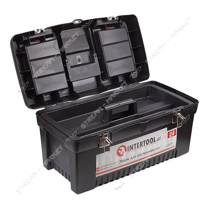 Ящик для инструмента Intertool BX-1024 с металлическими замками 24" 610x255x251мм