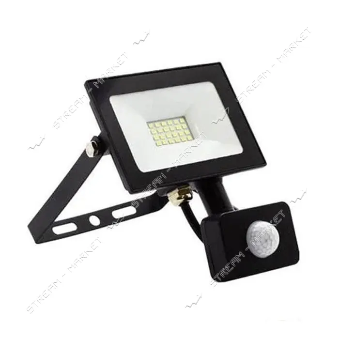 LED прожектор Lemanso c датчиком движения 20W IP65 холодный 6500К 1600lm черный