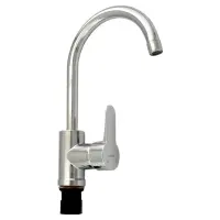 Смеситель для кухни Plamix Leon-011 Chrome ухо на гайке без подводки пластиковый                    