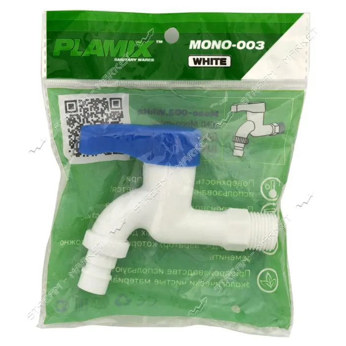 Кран для одной воды Plamix MONO-003 White пластиковый без подводки