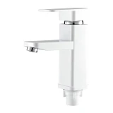 Смеситель для умывальника Plamix Kub-001 White на гайке без подводки пластиковый                    