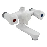 Смеситель для ванны Plamix Omega-142 White короткая без шланга и лейки букса 1/2" пластиковый       