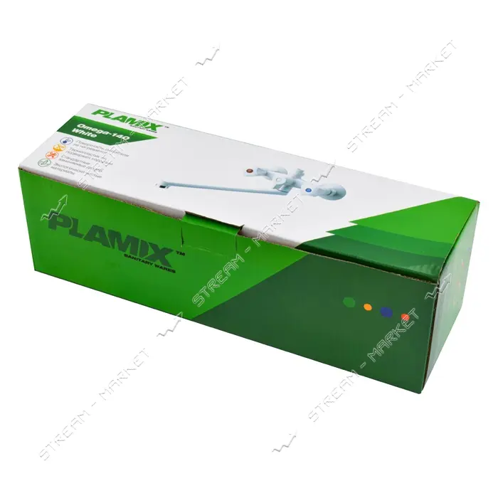 Смеситель для ванны длинный Plamix Omega-140 White без шланга и лейки пластик корпус букса 1/2"