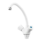 Смеситель для кухни Plamix Omega-271 White ухо на гайке без подводки букса 1/2" пластиковый