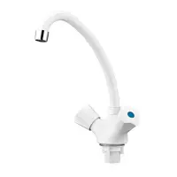 Смеситель для кухни Plamix Omega-271 White ухо на гайке без подводки букса 1/2" пластиковый         