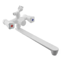 Смеситель для ванны Plamix Omega-140 EURO длинный без шланга и лейки пластиковый корпус             
