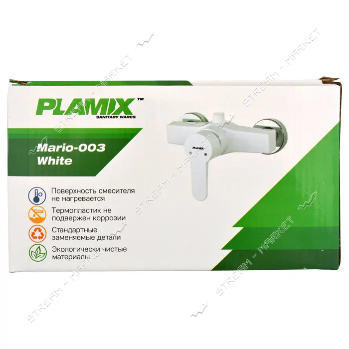 Смеситель для душевой кабины Plamix Mario-003 White без шланга и лейки пластиковый                  