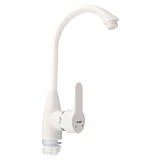 Смеситель для кухни Plamix Mario-011 W White пластиковый ухо на гайке картридж 40мм с подводкой     