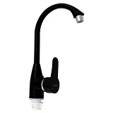 Смеситель для кухни Plamix Mario-011 Black ухо на гайке без подводки пластиковый