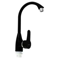 Смеситель для кухни Plamix Mario-011 Black ухо на гайке без подводки пластиковый                    