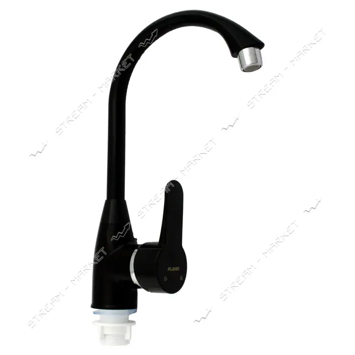 Смеситель для кухни Plamix Mario-011 Black ухо на гайке без подводки пластиковый