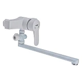 Смеситель для ванны длинный Plamix Oscar 006-White без шланга и лейки пластиковый картридж 35мм     