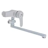 Смеситель для ванны длинный Plamix Oscar 006-White без шланга и лейки пластиковый картридж 35мм     