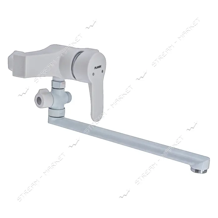 Смеситель для ванны длинный Plamix Oscar 006-White без шланга и лейки пластиковый картридж 35мм     