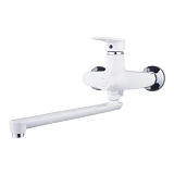 Смеситель для ванны Plamix Oscar 006 Euro-White длинный без шланга и лейки пластиковый картридж 35мм