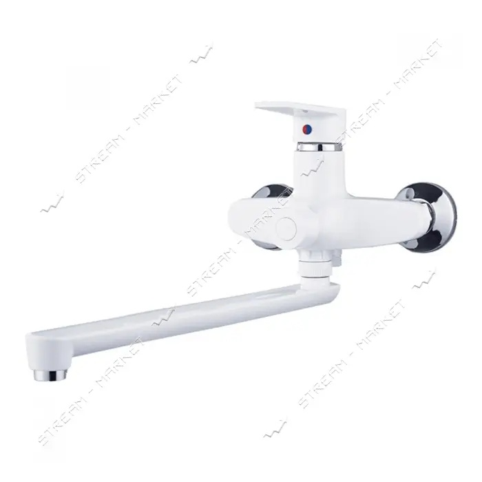 Смеситель для ванны Plamix Oscar 006 Euro-White длинный без шланга и лейки пластиковый картридж 35мм