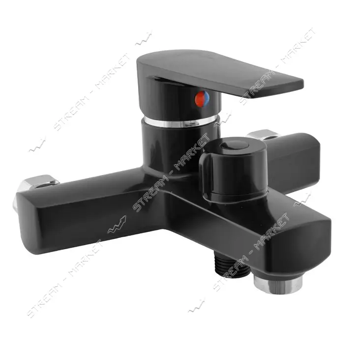 Смеситель для ванны Plamix Oscar-009 EURO короткий без шланга и лейки пластиковый картридж черный