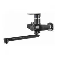 Смеситель для ванны Plamix Oscar-006 Euro Black длинный без шланга и лейки пластиковый картридж 35мм