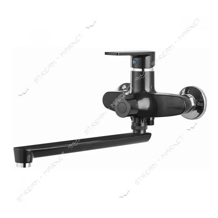 Смеситель для ванны Plamix Oscar-006 Euro Black длинный без шланга и лейки пластиковый картридж 35мм