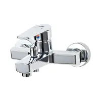 Смеситель для ванны Plamix Oscar 009 короткий оттяжной без шланга и лейки пластик Chrome            