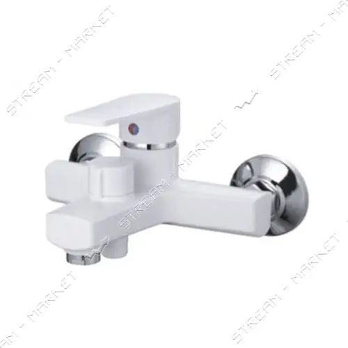Смеситель для ванны Plamix Oscar-009 EURO короткий без шланга и лейки пластиковый картридж белый