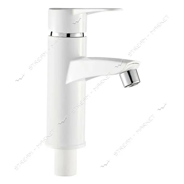 Смеситель для умывальника Plamix Sergio-001 W White на гайке с подводкой пластик корпус