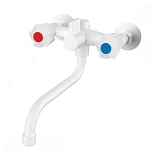 Смеситель для ванны короткий Plamix Ama-142 white без шланга и лейки пластик корпус                 
