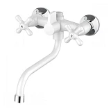 Смеситель для ванны короткий Plamix Amax-142 white букса 1/2" без шланга и лейки пластиковый корпус