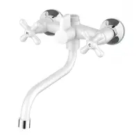Смеситель для ванны короткий Plamix Amax-142 white букса 1/2" без шланга и лейки пластиковый корпус 