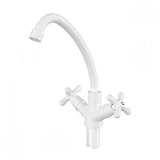 Смеситель для кухни ухо Plamix Amax-271 white на гайке без подводки пластиковый корпус букса 1/2"   