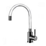 Смеситель для кухни Mixxus SUS-011 Refl. White с силик.гусаком из нерж. стали SUS304 картридж 35мм